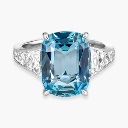 Masterpiece Cushion Cut 5.61ct Lukusuzi Aquamarine and Diamond Ring