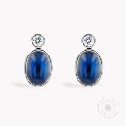 Cabochon Cut 16.08ct Moonstone Earrings in 18ct White Gold