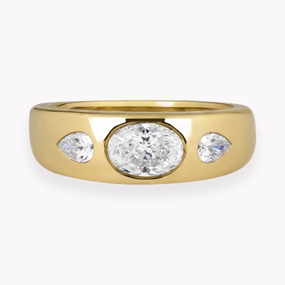Stellar Oval Cut Diamond Three Stone Ring