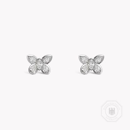 Butterfly Diamond Stud Earrings 0.90ct in White Gold