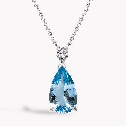 Pear Shaped 2.81ct Lukusuzi Aquamarine and Diamond Pendant