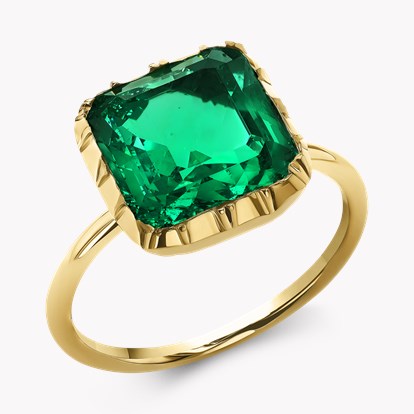Colombian Emerald Ring - Octagon Cut 4.00ct in 18ct Yellow Gold