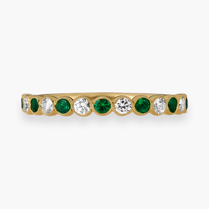 Brilliant Cut 0.24ct Emerald and Diamond Half Eternity Ring