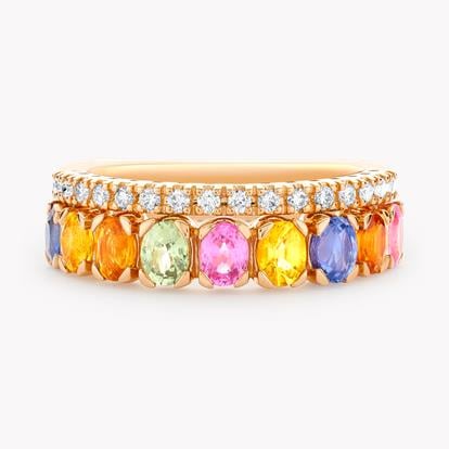 Rainbow Sapphire & Diamond Half-Eternity Ring