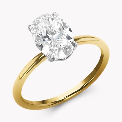 Classic 2.08ct Oval Diamond Solitaire Ring in 18ct Yellow Gold and Platinum