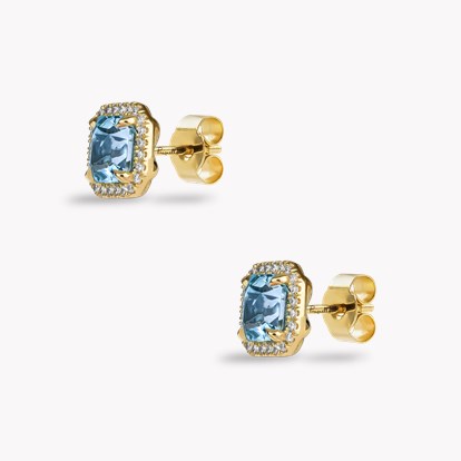 Asscher Cut 1.72ct Lukusuzi Aquamarine and Diamond Earrings
