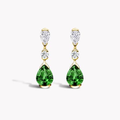Pear Shape Emerald Drop Earrings 2.41ct in 18ct Yellow Gold