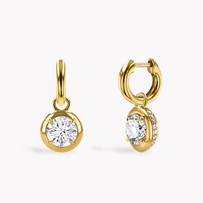 Skimming Stone 1.00ct Diamond Drop Hoop Earrings in 18ct Yellow Gold