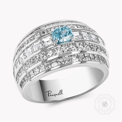 Masterpiece Manhattan Fancy Intense Blue-Green Diamond Ring in Platinum