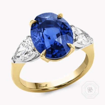 Oval Cut 7.22ct Sri Lankan Sapphire and Diamond Ring in 18ct Yellow Gold