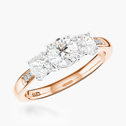 0.81CT Diamond Three-Stone Ring Rose Gold and Platinum Duchess Setting