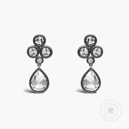 Pear Shaped Diamond Earrings - Rose Cut 2.73ct in 18ct White Gold
