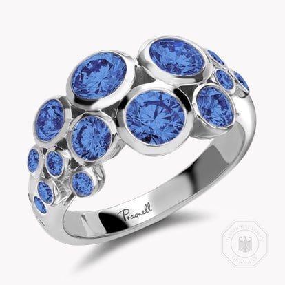 Bubbles Blue Sapphire Cocktail Ring 2.82ct in 18ct White Gold