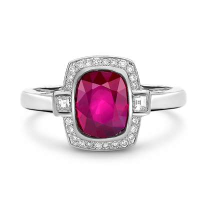 East African Oval Cut Ruby Ring 2.05CT in Platinum