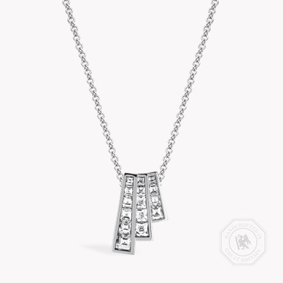 Manhattan 0.92ct Diamond Three Row Fan Pendant in 18ct White Gold