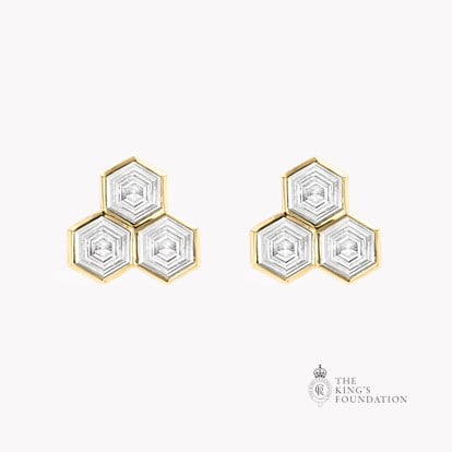 Honeycomb 1.85ct Diamond Trilogy Earrings in 18ct Yellow Gold
