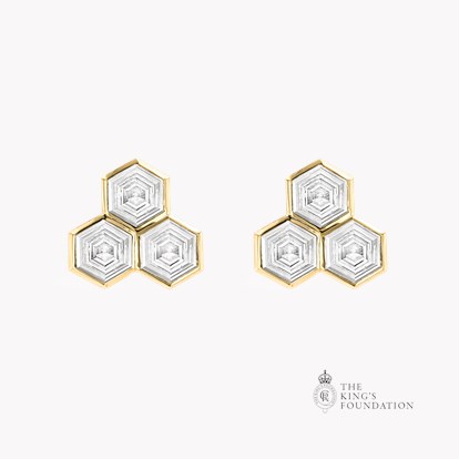 Honeycomb 0.34ct Diamond Trilogy Earrings in 18ct Yellow Gold