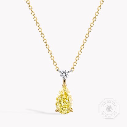 Pear Shaped 1.51ct Fancy Yellow Diamond Pendant
