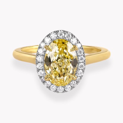 Celestial 1.70ct Oval Cut Fancy Yellow Diamond Ring