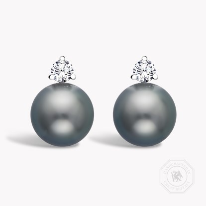 Tahitian Pearl Earrings in 18ct White Gold