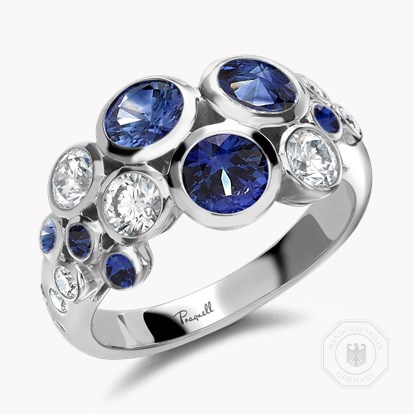 Bubbles Blue Sapphire and Diamond Dress Ring