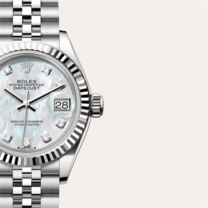 Lady-Datejust, Oyster, 28 mm, Oystersteel and white gold watch