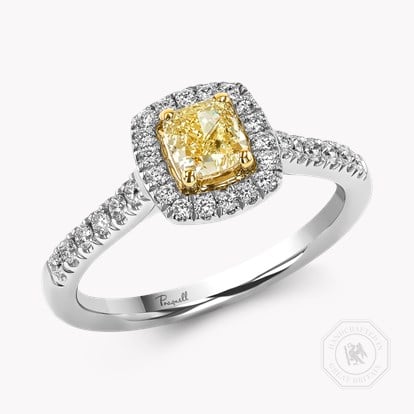 Celestial Radiant Cut 0.52ct Fancy Yellow Diamond Cluster Ring