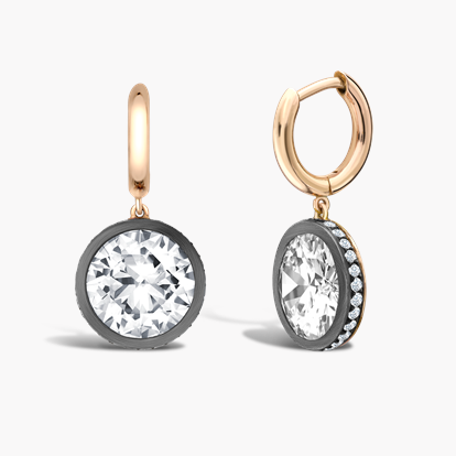Diamond Drop Hoop Earrings 7.21ct in 18ct Rose Gold & Silver