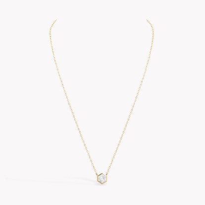 Honeycomb Diamond Solitare Pendant 1.01ct in 18ct Yellow Gold