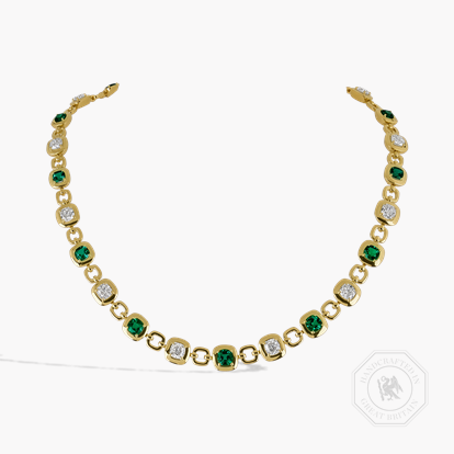 Masterpiece Skimming Stone 7.79ct Emerald and Diamond Necklace