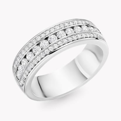 Round Brilliant Cut Diamond Three-Row Ring 0.76ct in Platinum