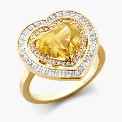 Masterpiece Fancy Vivivd Orange Yellow Heart Diamond Ring 2.64ct in Yellow Gold