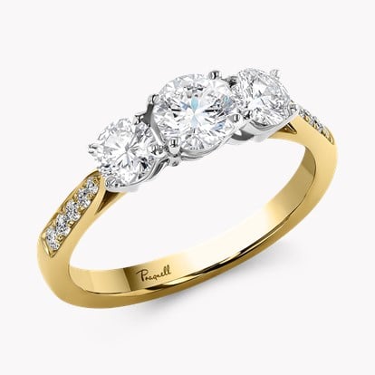 Duchess 0.98ct Diamond Three Stone Ring in 18ct Yellow Gold and Platinum 