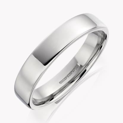 5mm Flat Court Wedding Ring in Platinum with softened edges 
