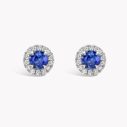 Brilliant Cut Sapphire Stud Earrings 0.55ct in 18ct White Gold
