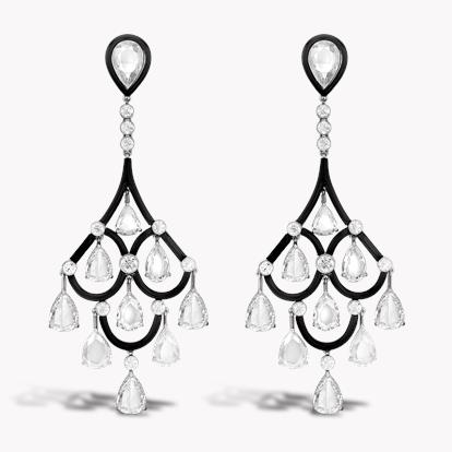 Masterpiece Diamond & Enamel Chandelier Drop Earrings 5.60ct in Platinum and Enamel