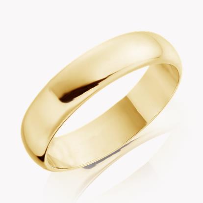 5mm D-Shape Wedding Ring in 18ct Yellow Gold