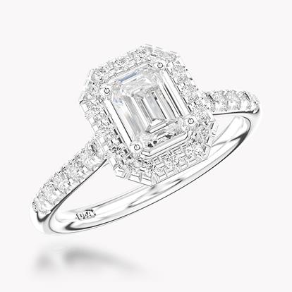 0.60ct Diamond Cluster Ring - Emerald Cut Platinum Celestial Setting