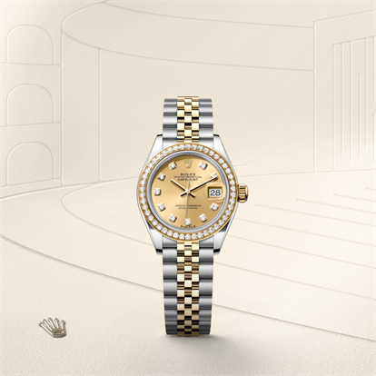 Lady-Datejust, Oyster, 28 mm, Oystersteel, yellow gold and diamonds watch