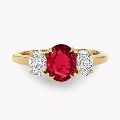 Mozambique 1.53ct Ruby and Diamond Three Stone Ring
