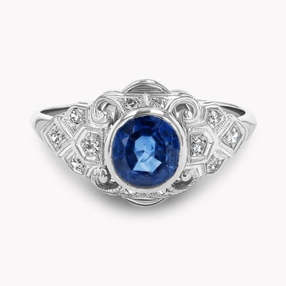 Oval Cut Sapphire and Diamond Cluster Ring