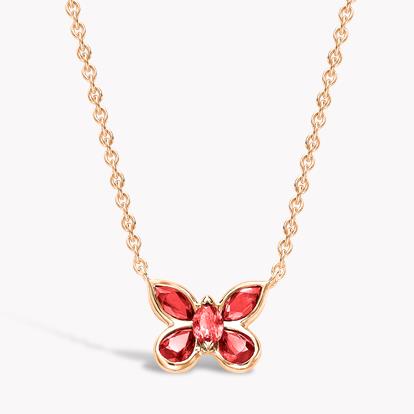 Butterfly Ruby Pendant Necklace 0.66ct in Yellow Gold