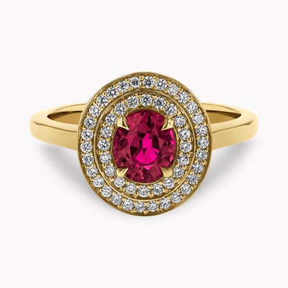 Oval Cut 1.08ct Ruby and Diamond Target Ring