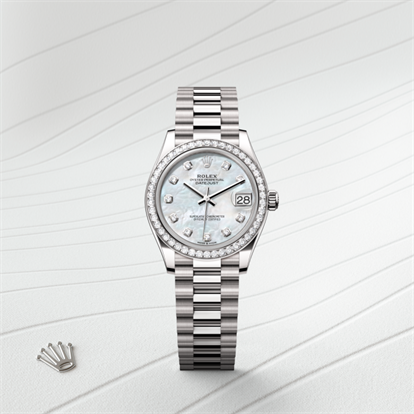 Datejust 31, Oyster, 31 mm, white gold and diamonds watch
