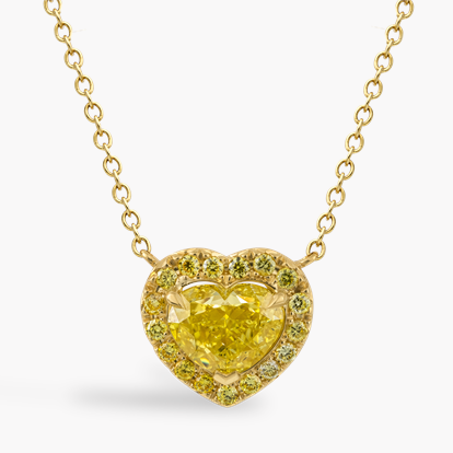 Heart Shaped 2.01ct South African Fancy Vivid Yellow Diamond Pendant