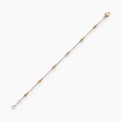 Mini-Cleopatra 0.188ct Diamond Gold Faceted Barrel Link Chain Bracelet