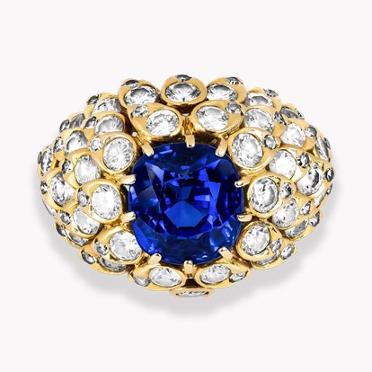 Retro Van Cleef and Arpels 5.153ct Sri Lankan Sapphire and Diamond Ring