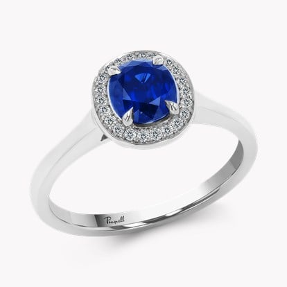 Celestial Brilliant Cut 1.12ct Sapphire and Diamond Cluster Ring in Platinum