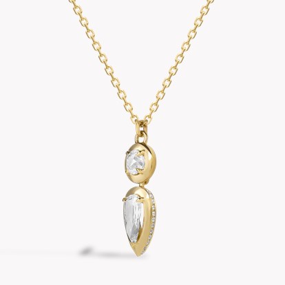 Skimming Stone Pear Shaped and Brilliant Cut Diamond Pendant