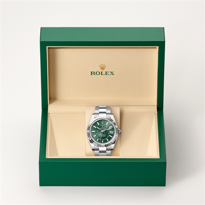 Sky-Dweller, Oyster, 42 mm, Oystersteel and white gold watch inside presentation box